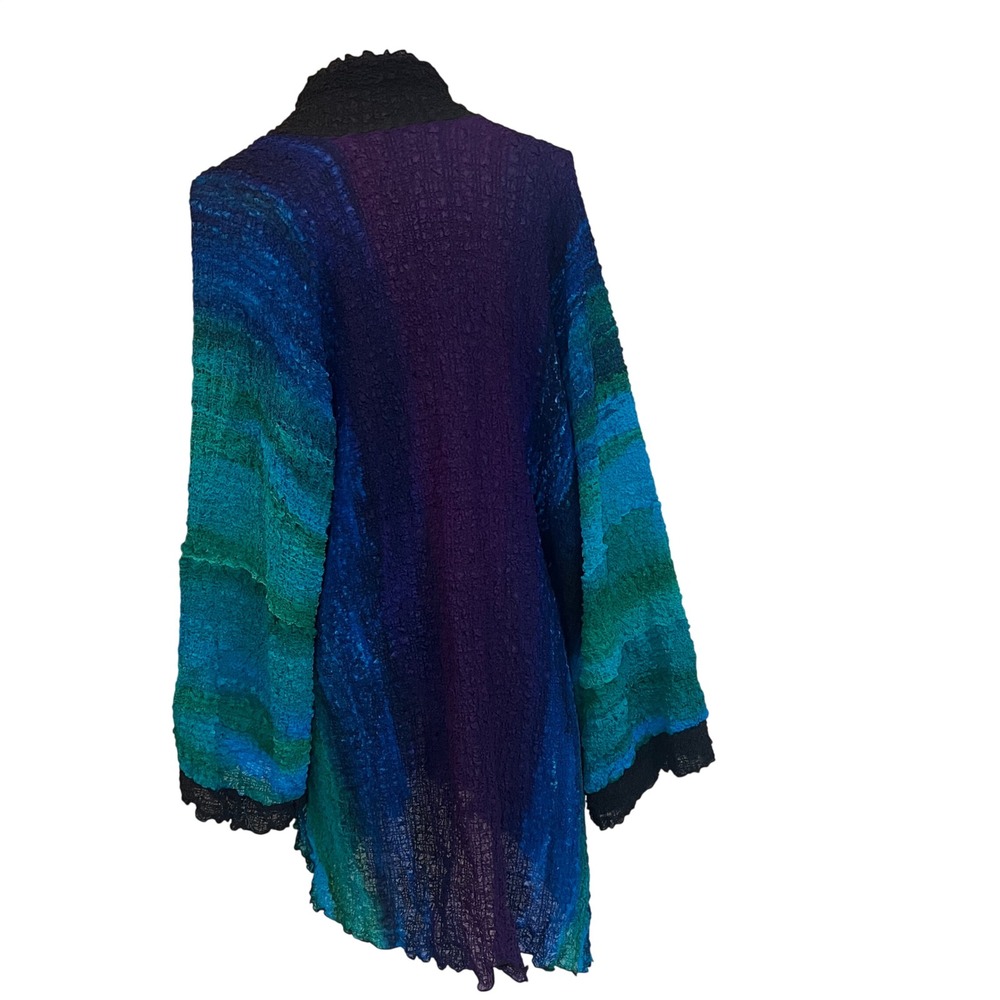 Vintage Y2K Popcorn Cardigan Magic Bubble Colorblock Duster Jacket Stretch OS - Picture 8 of 10